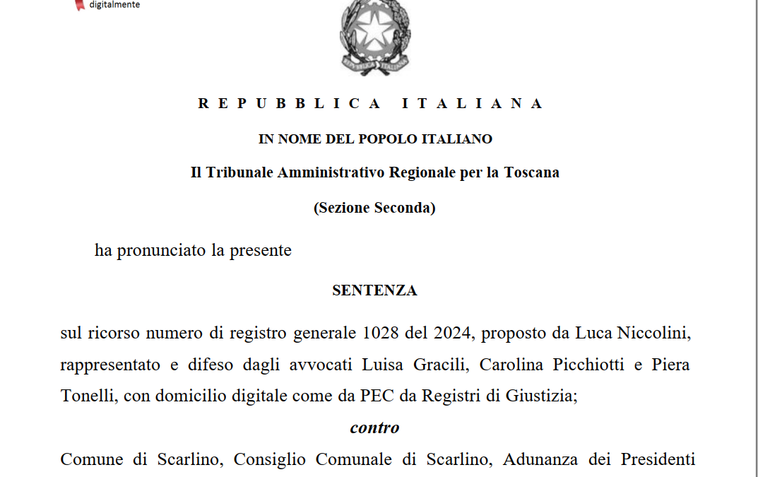 Politica, elezioni di Scarlino: il Tar mette la parola fine a ricorsi e contestazioni